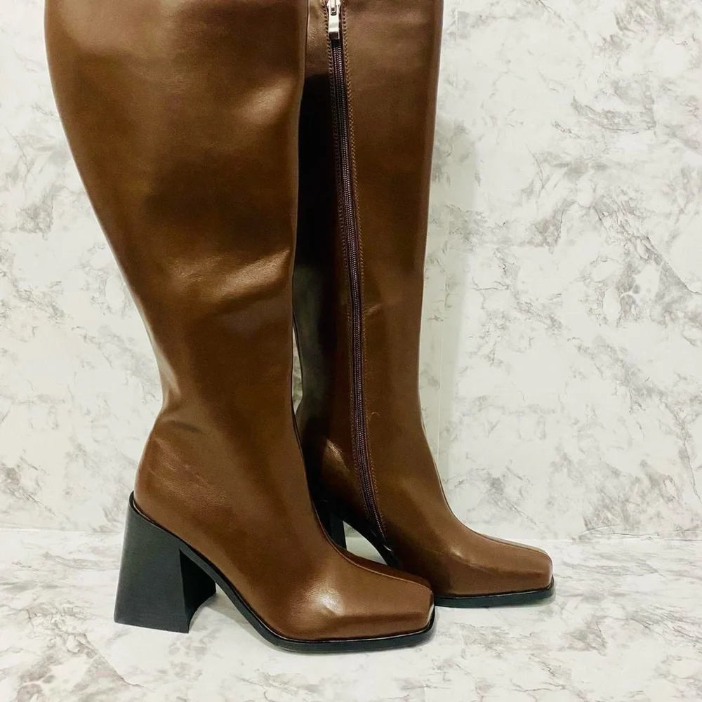 Renzo Knee-High Boots Brown - Picture 8 of 12